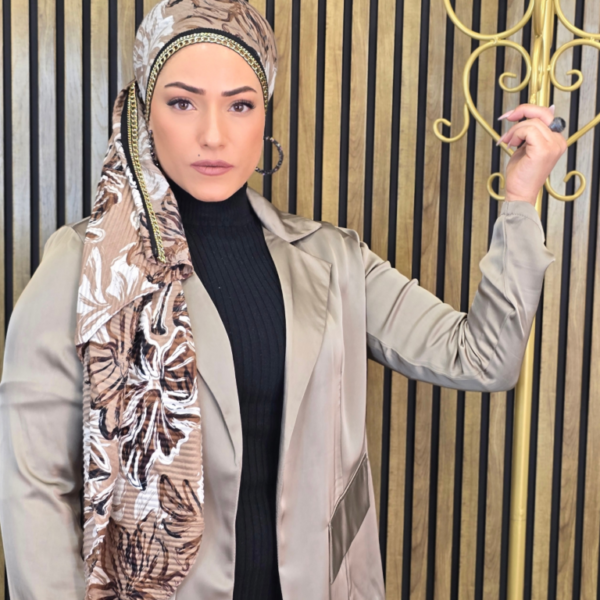 צעיף פליסה- שרשרת זהב