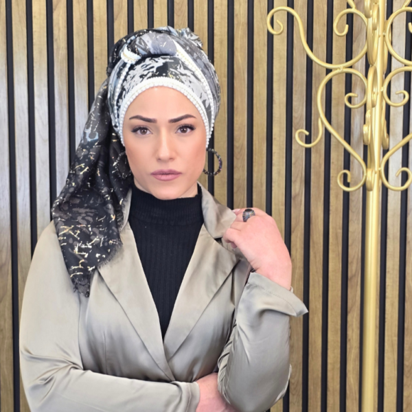 צעיף פליסה- שרשרת זהב