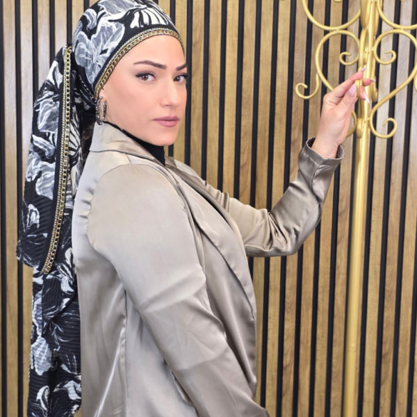 צעיף פליסה- שרשרת זהב