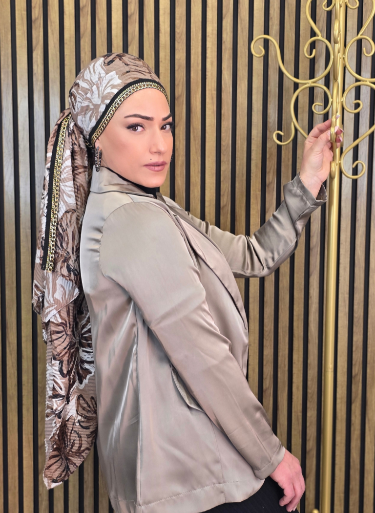 צעיף פליסה- שרשרת זהב