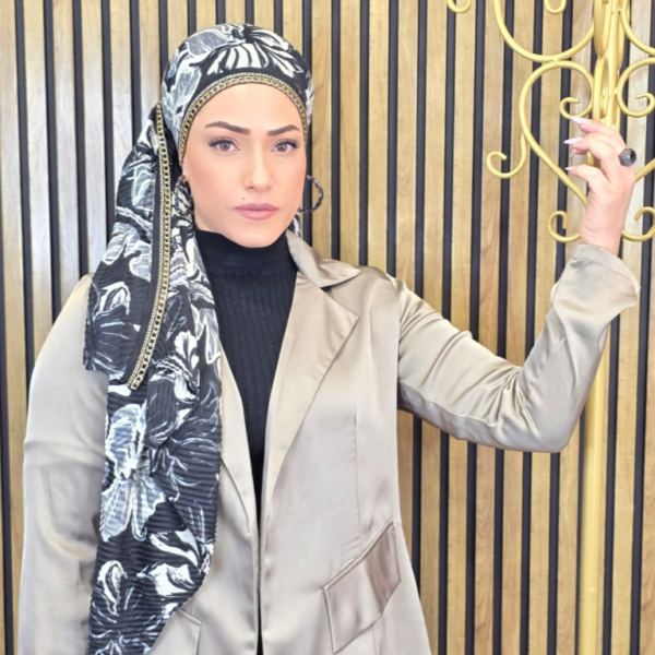 צעיף פליסה- שרשרת זהב