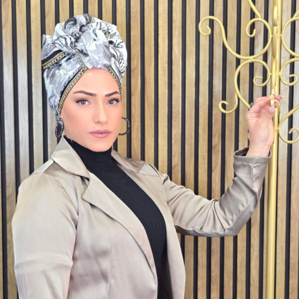 צעיף פליסה- שרשרת זהב